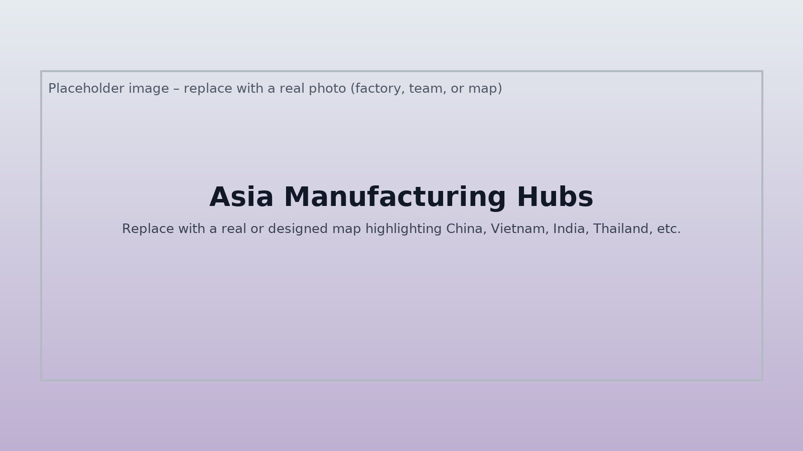 Placeholder: map of Asia highlighting key manufacturing hubs