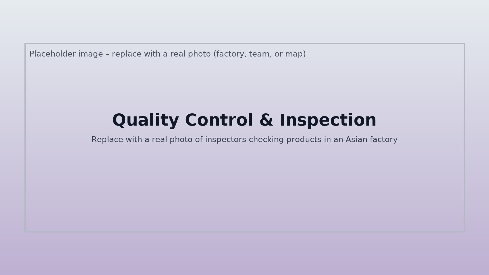 Placeholder: inspector checking products in an Asian factory